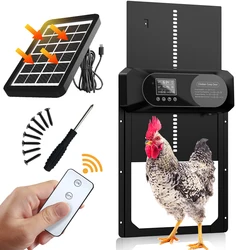 Puerta automática solar gallinero con temporizador y control remoto