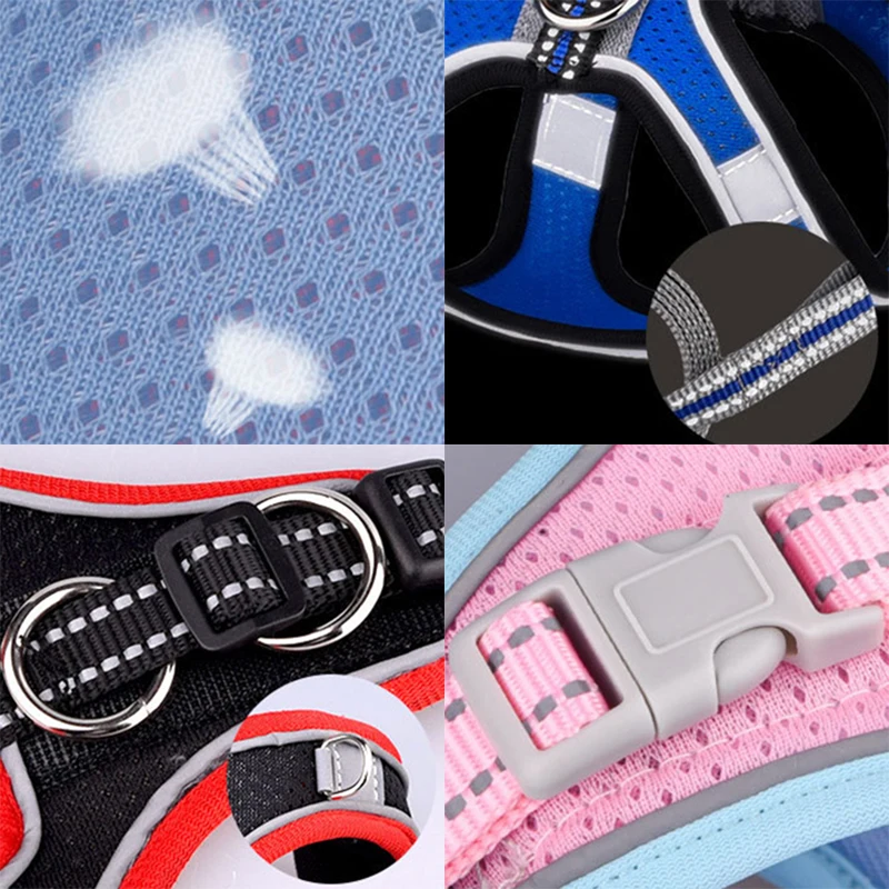 Arnés de malla transpirable para cachorros, correa acolchada suave para perros pequeños, arnés para gatos, chaleco Frech Bulldog Pug, correas para el pecho, accesorios para perros - imagen 5