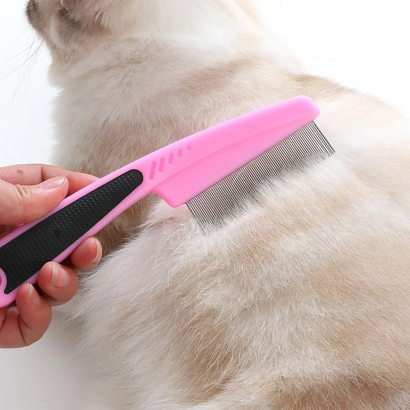 Peine profesional para piojos de acero inoxidable, eliminación de nitros de dientes finos y peine para caspa para gatos y perros, herramienta multiusos para peinar el cabello
