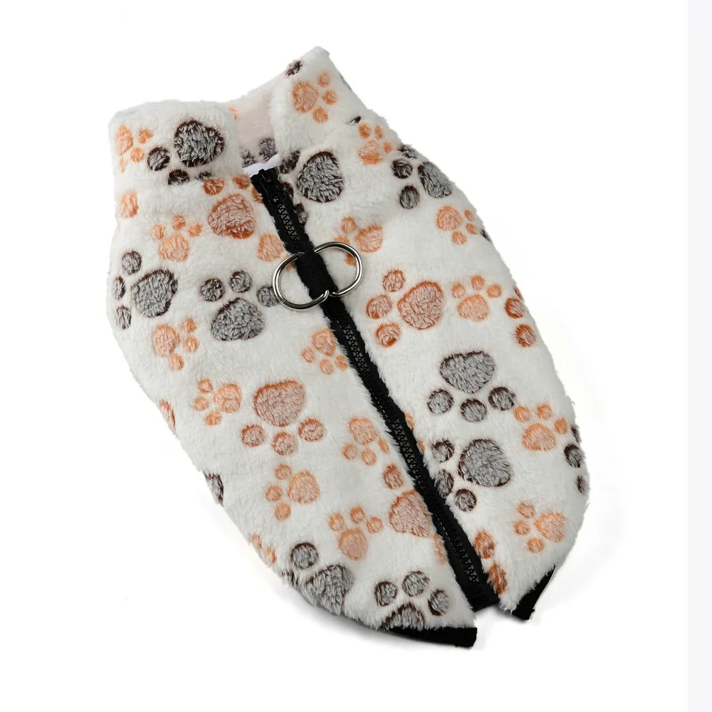 Suéter suave para mascotas, abrigo cálido de lana para perros pequeños y medianos, chaqueta con estampado de pata para mascotas, trajes para Bulldog Beagle Pug - imagen 5