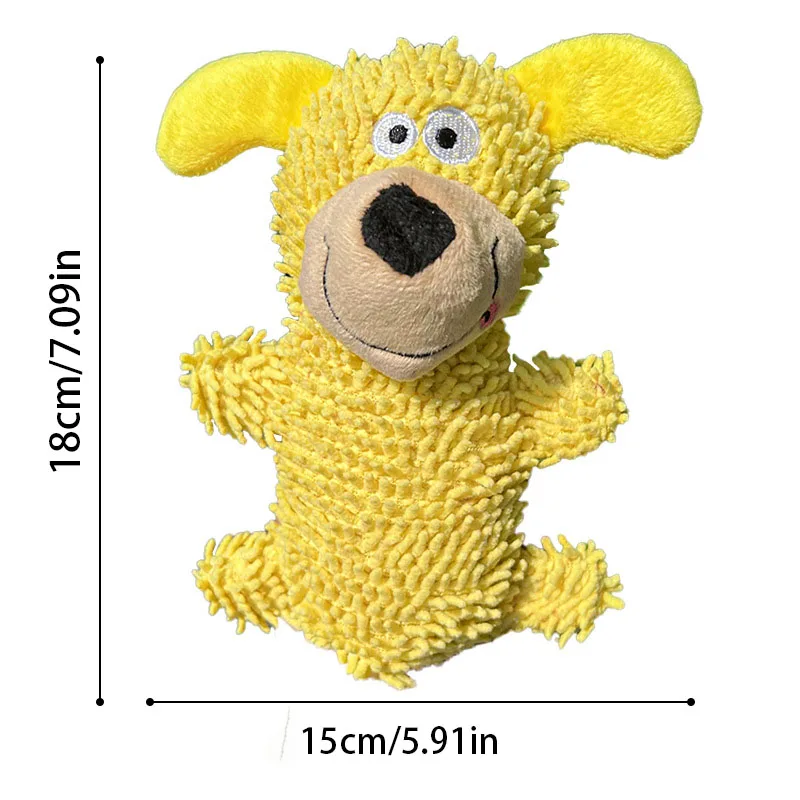 Juguete de peluche para perros con forma de fregona, juguete interactivo resistente a masticar chirriante para perros, juguete para perros adultos para cachorros de limpieza de dientes