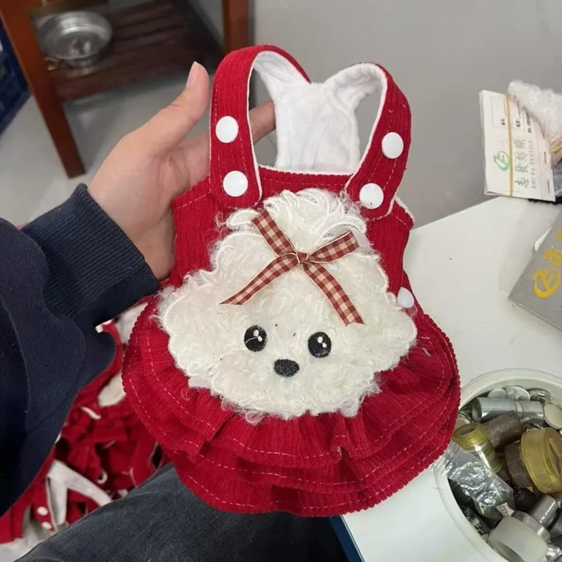 Vestido rojo para mascotas PETFRDGLOBAL lateral