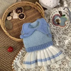 Suéter azul a rayas cálido para perros pequeños – abrigo invierno