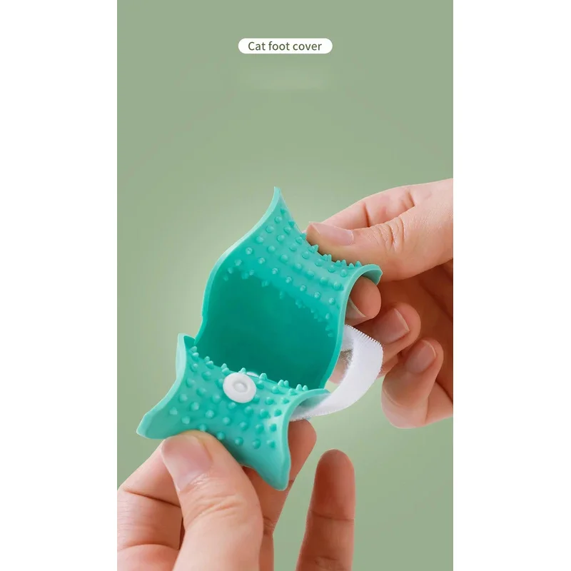 Zapatos de silicona antiarañazos para pies de gato, para aseo, baño, lavado, garra, Protector de pata, herramientas de aseo de silicona para mascotas - imagen 5