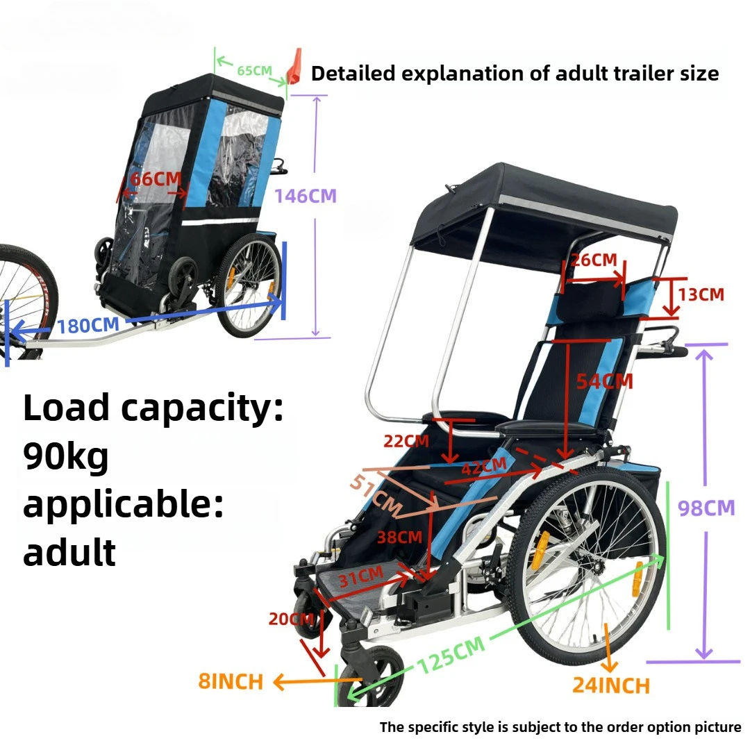 Mascotas de viaje para adultos permitidas turismo coche/remolque de bicicleta/carrito plegable para silla de ruedas - imagen 2