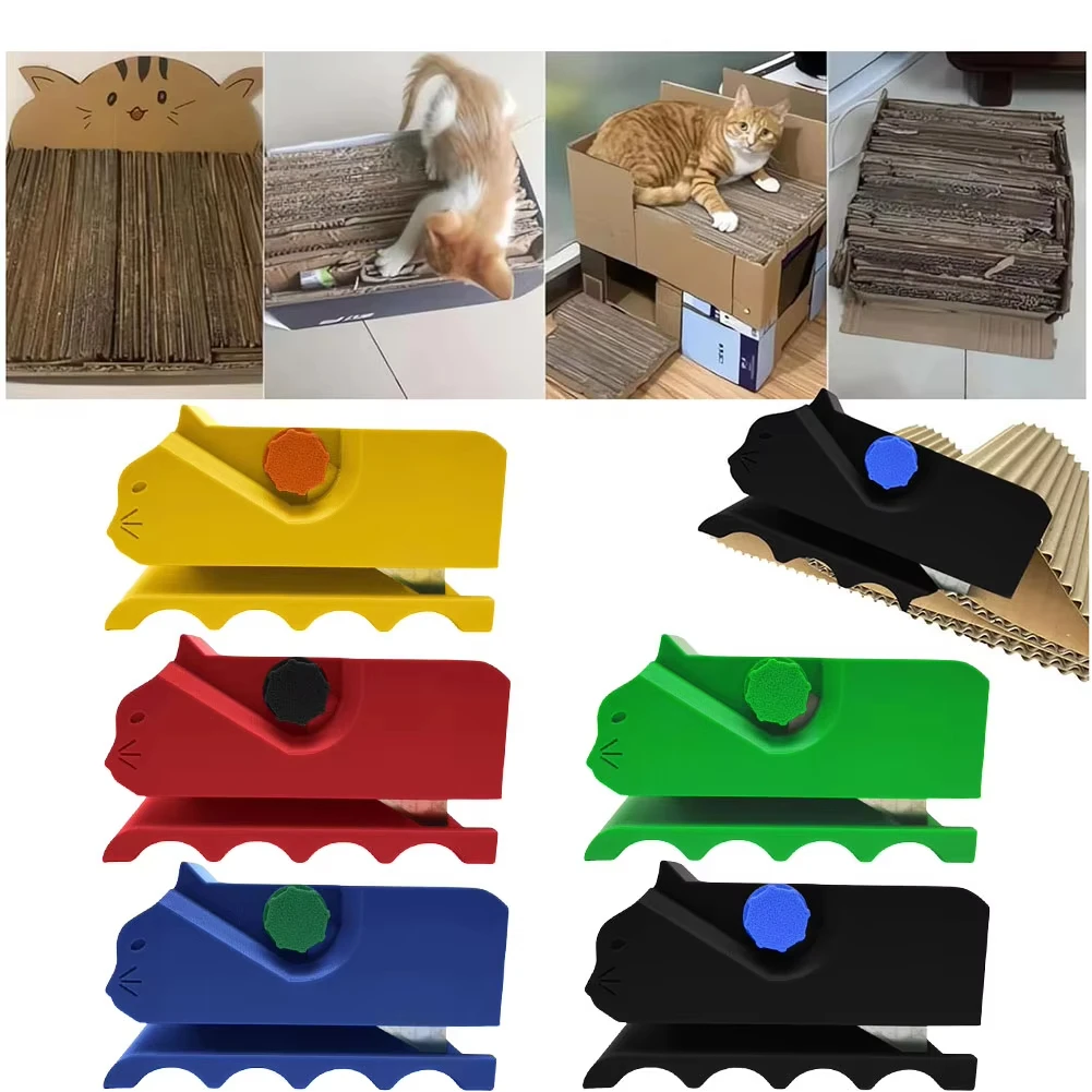 Rascador de gatos con estampado 3D de dibujos animados, pelador de tiras de cartón, cortador de cartón portátil para rascadores de gatos - imagen 2