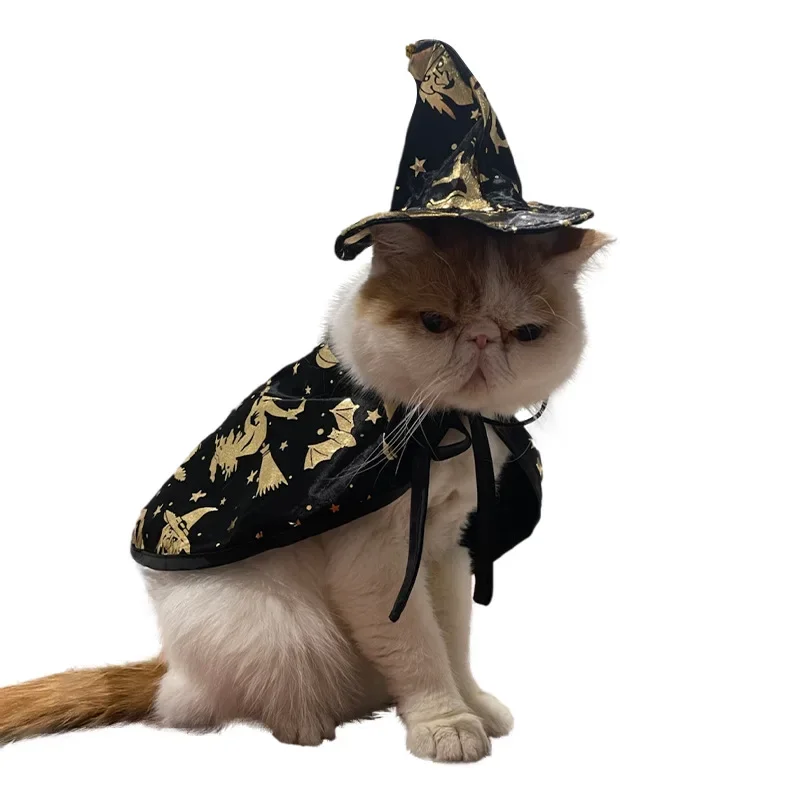Nueva capa de bruja de Halloween, capa de mago y gato, vestido de vacaciones, disfraz de transformación, productos para mascotas - imagen 4