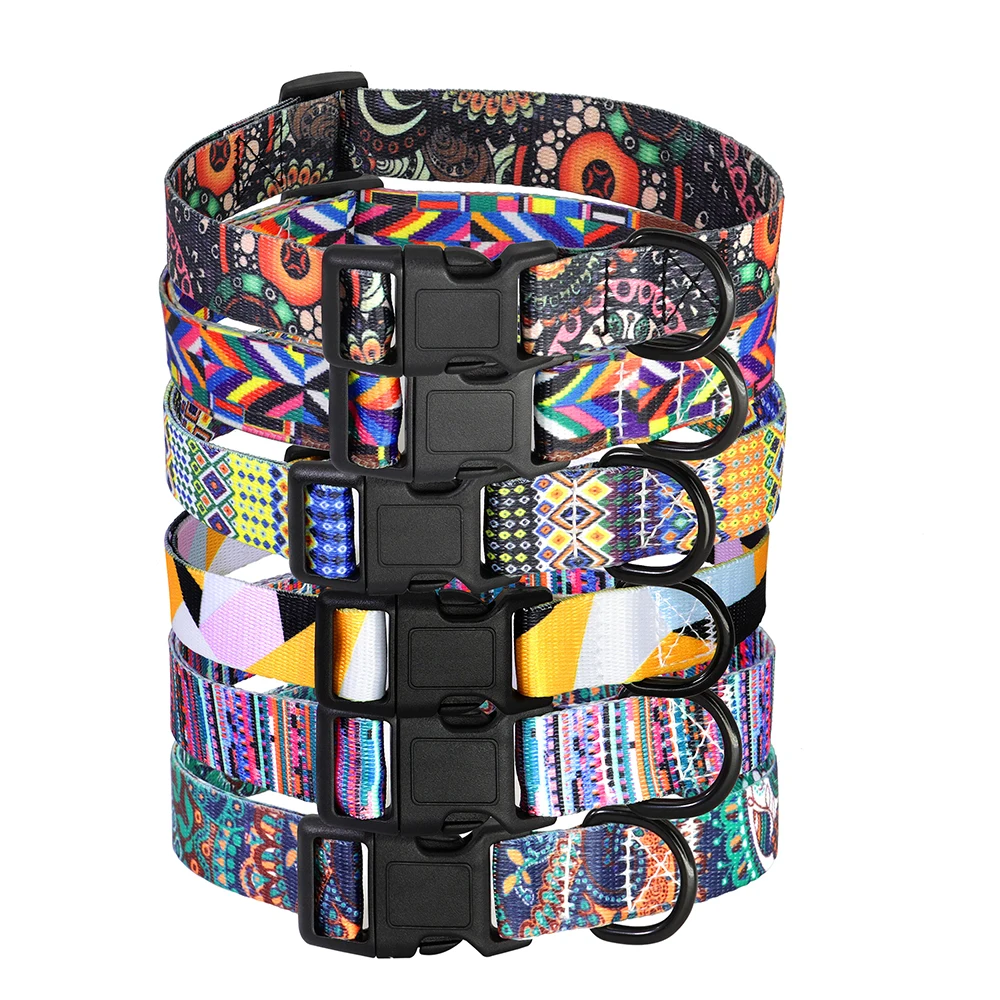 Collar de perro con estampado de nailon, collares para perros pequeños y gatos con estampado Floral, Collar ajustable para cachorros, perros pequeños, medianos y grandes, Chihuahua, Bulldog - imagen 2