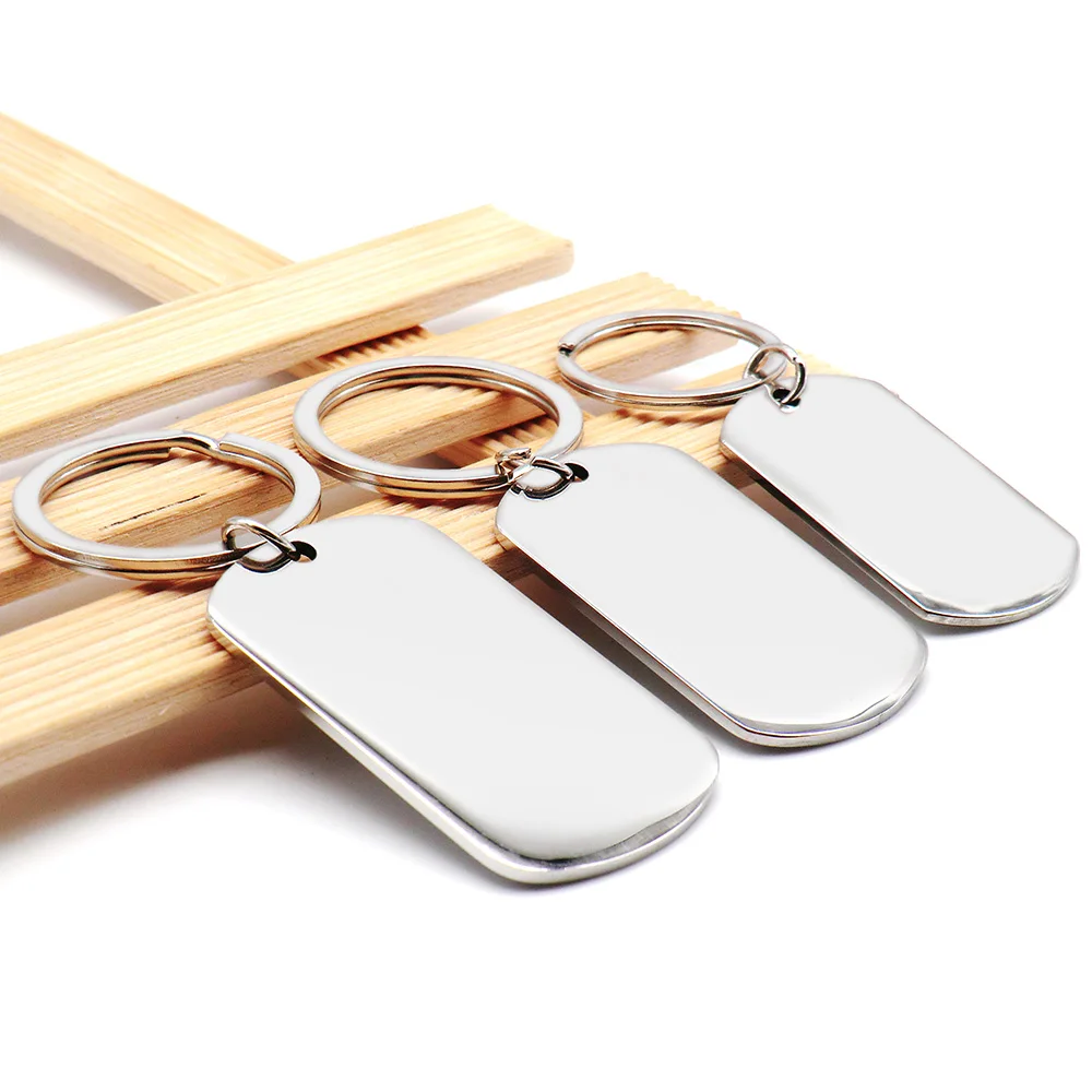 50 juegos de etiquetas de identificación de perro, colgantes rectangulares de acero inoxidable con estampado en blanco, tarjeta de soldado militar, fabricación de joyería, collar DIY, llavero - imagen 5