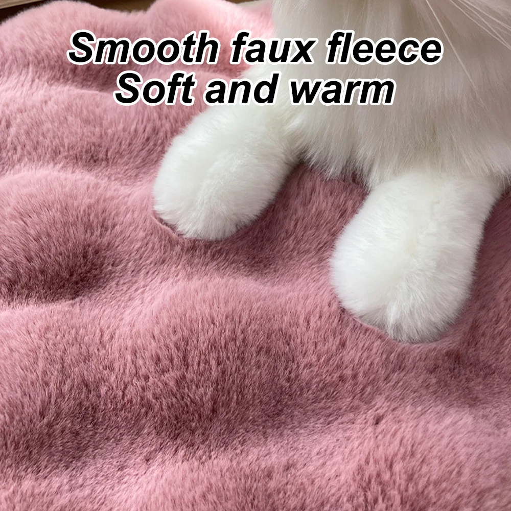 Estera de cama de felpa para gatos, cama redonda para gatos, perros pequeños, estera de dormir de lana para mascotas, nido para cachorros y gatitos, cojín para mascotas, accesorios para gatos, invierno - imagen 4