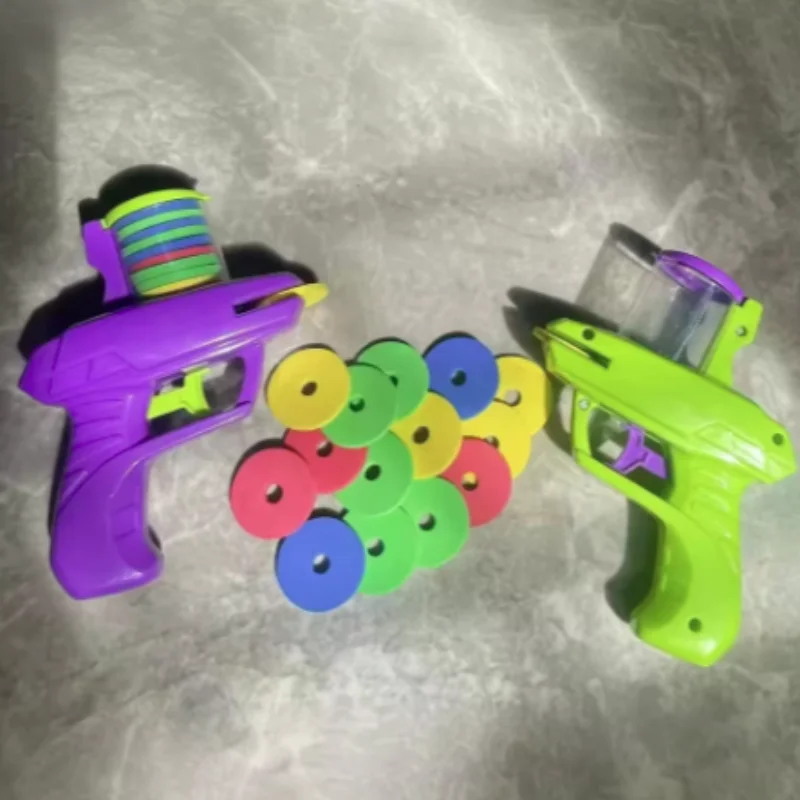 Juego al aire libre de juguete de pistola de disco de espuma para niños, lanzador de disparos de disco volador, juguete interactivo doble para padres e hijos