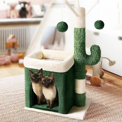 Rascador vertical de sisal para gatos con juguete integrado