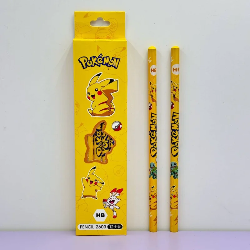 12 unids/caja Anime Pikachu Go lápiz dibujos animados Pikachu HB negro escribir lápices para dibujar estudiantes de primaria papelería escuela regalo para niños