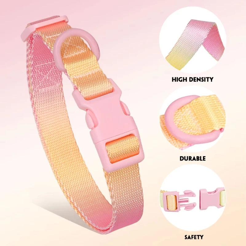 Collar de nailon ajustable colorido para perros, collar para mascotas de moda degradado para perros y gatos pequeños, medianos y grandes, accesorios para mascotas - imagen 2