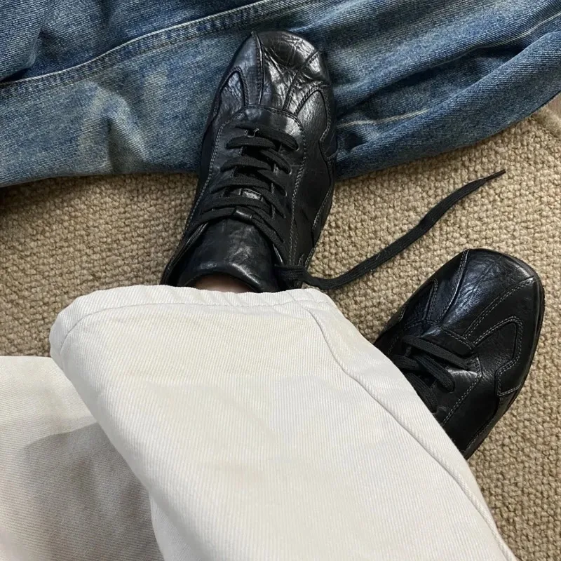 Zapatillas planas con cordones informales Retro, zapatos suaves y cómodos para caminar, zapatos deportivos con punta redonda, talla 35-44 - imagen 2