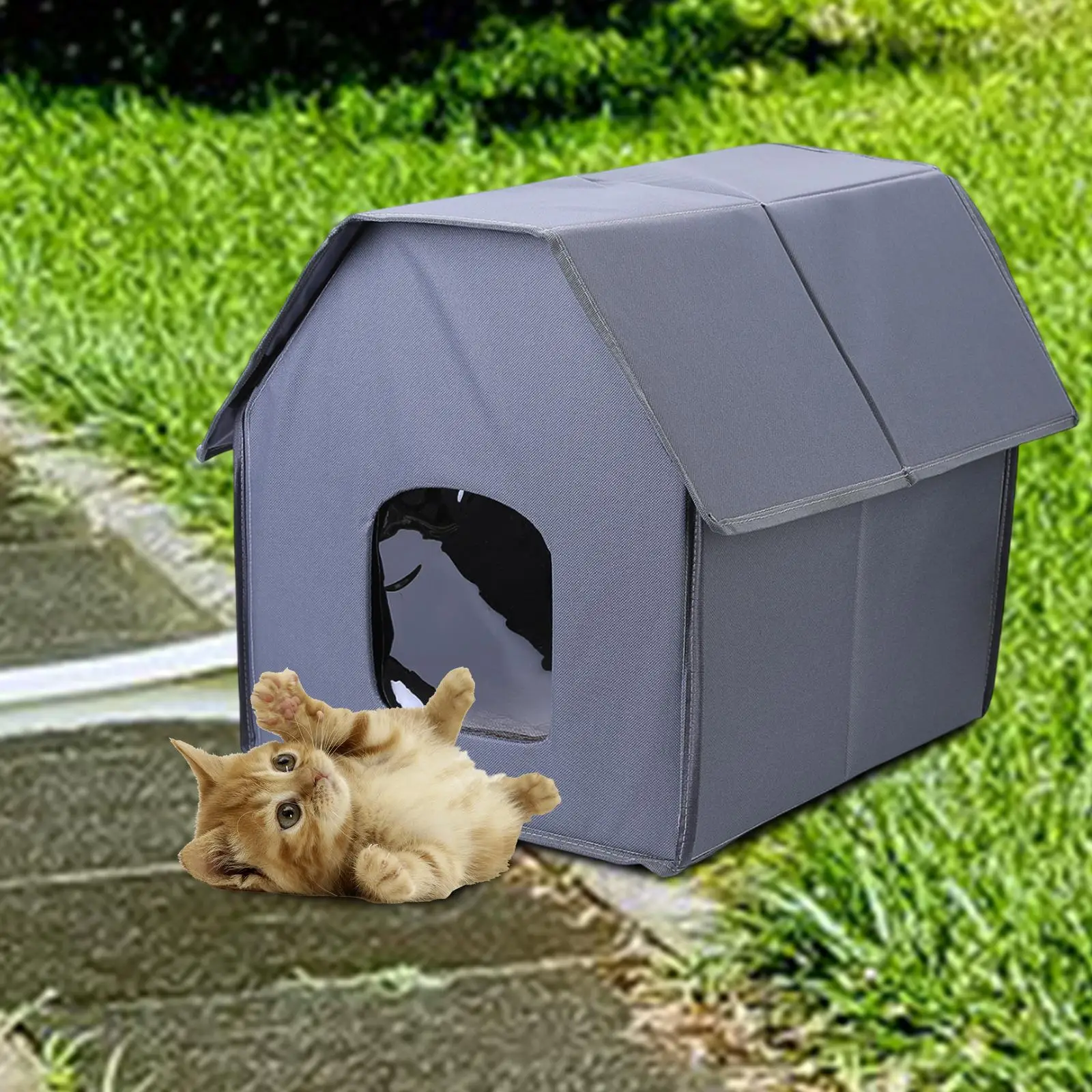 Casa para perros y gatos al aire libre, tienda para gatos resistente a la intemperie, cama, calentador de invierno, cueva para mascotas para gatitos, cachorros, animales pequeños, refugio, suministros para mascotas - imagen 5