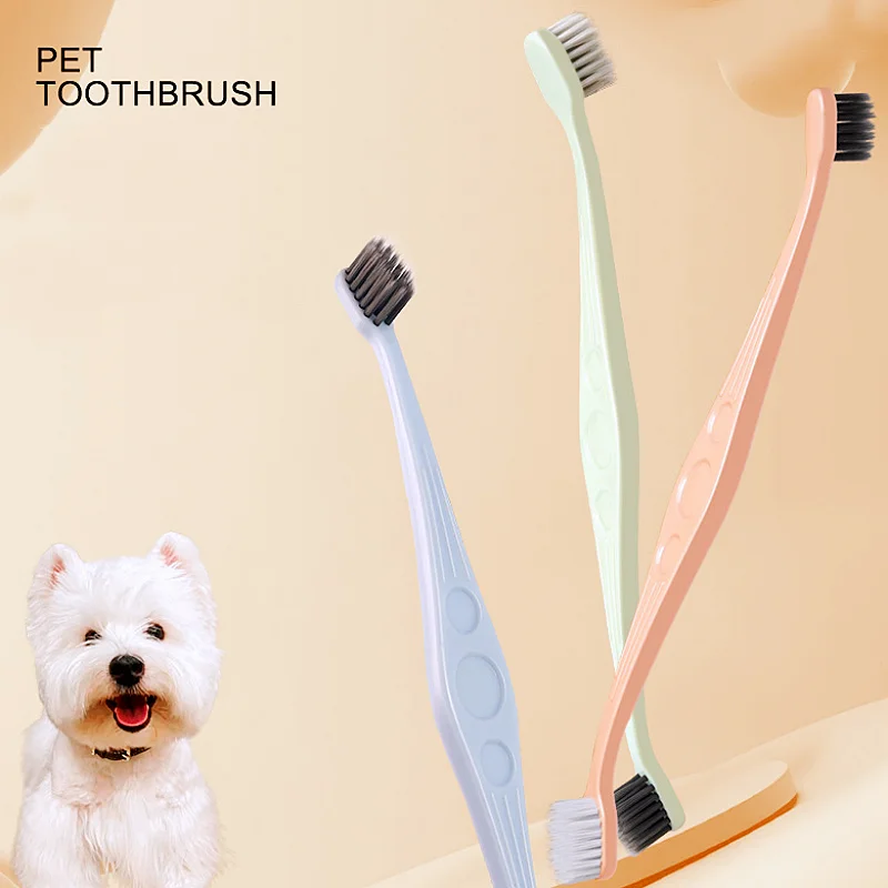 Cepillo de dientes para perros, cepillo de dientes de doble cabezal para mascotas, cepillo de dientes de pelo suave para limpieza de dientes de perros, cuidado bucal, cepillos de dientes para perros, suministros para mascotas - imagen 2