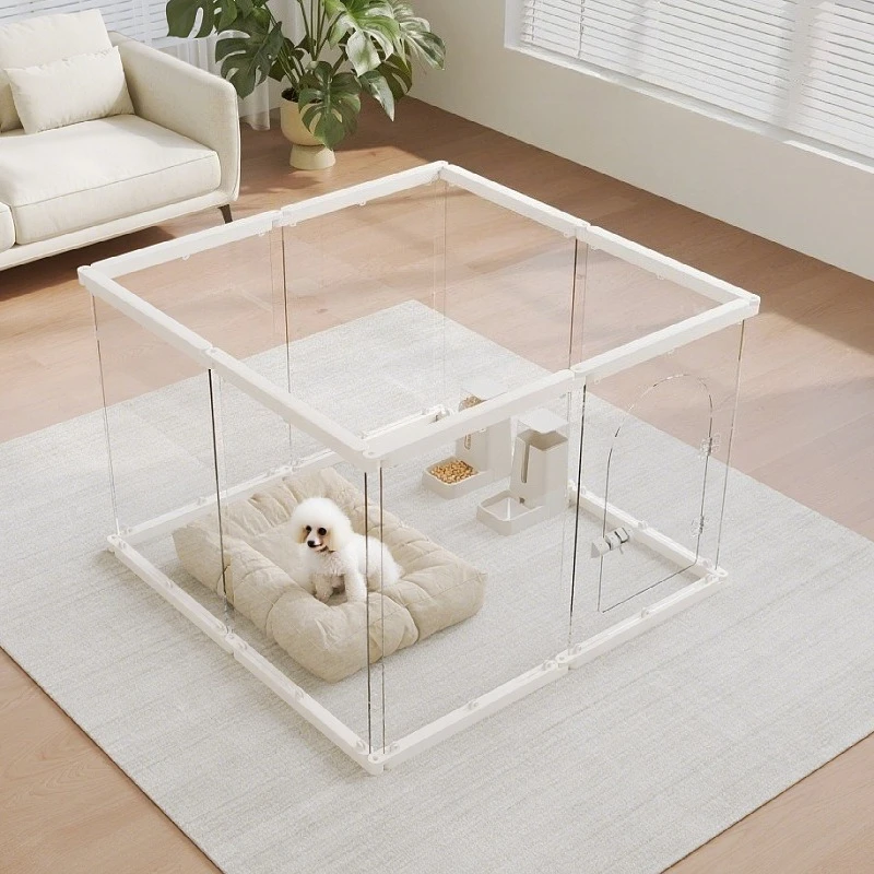 Parque infantil transparente para perros con puerta interior, valla acrílica para perros, barrera de seguridad para perros rodeados, barrera de seguridad para niños y cachorros - imagen 2