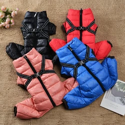Mono abrigado impermeable con arnés para perros pequeños y cachorros