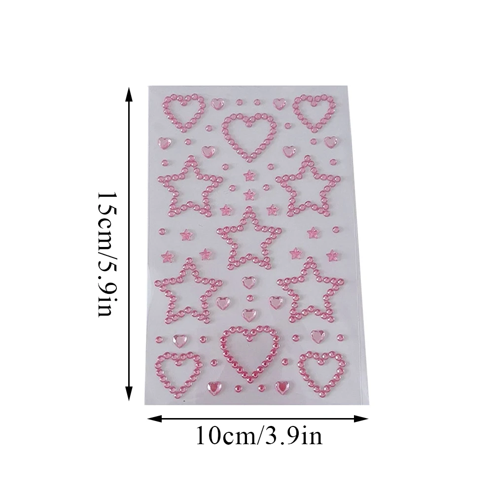 Pegatinas de cristal acrílico con forma de corazón y estrella 3D para niños, decoración artesanal, joya autoadhesiva, manualidades, pegatinas de diamantes de imitación brillantes, regalos para niñas - imagen 2