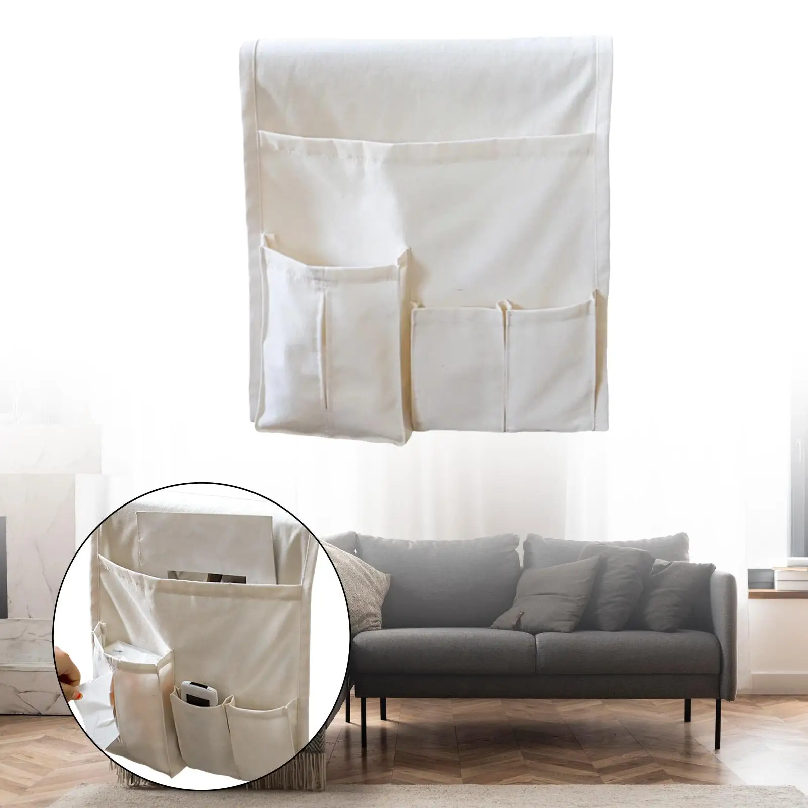 Organizador de reposabrazos de sofá, organizador de lona para reemplazar el sofá, bolsillo de almacenamiento junto a la cama para teléfonos con Control remoto, llaves, dormitorio, sofá lateral