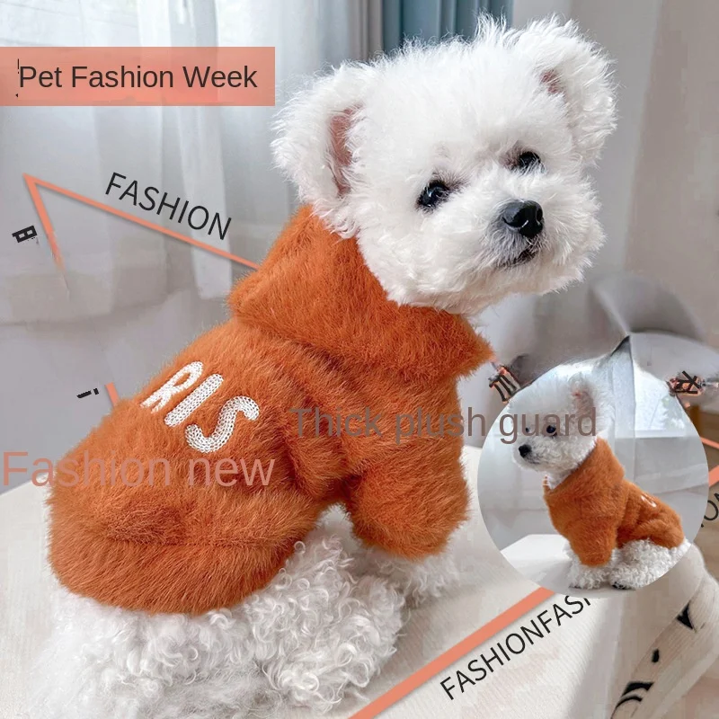 Ropa de peluche para gato mascota, otoño e invierno, marioneta Garfield, suéter de dos patas con letras de gato azul jengibre engrosado