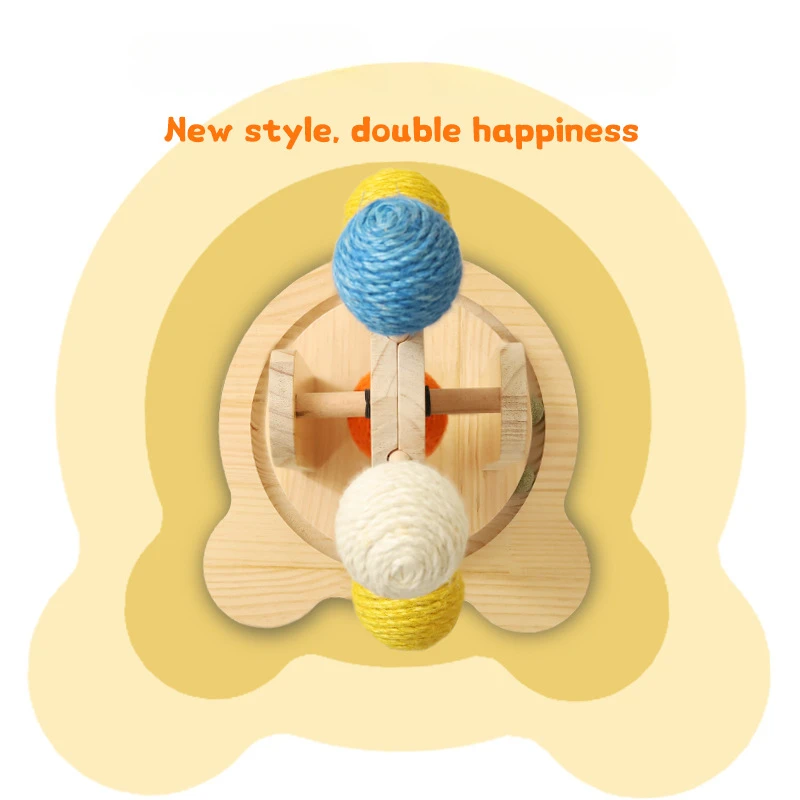 Plato giratorio de madera para gatos, Bola de Sisal, Noria, tablero para rascar, suministros de muebles - imagen 2