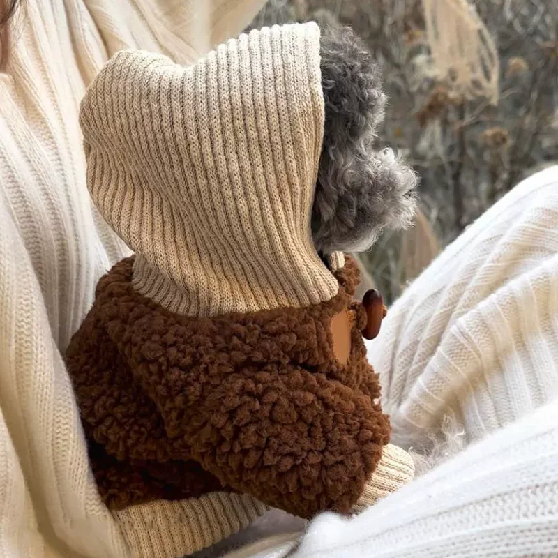 Ropa cálida para cachorros, abrigo cálido para mascotas, cárdigan, ropa de lana, chaqueta suave de invierno para perros, ropa para Bulldog Francés, Chihuahua, abrigo grueso para perros - imagen 4