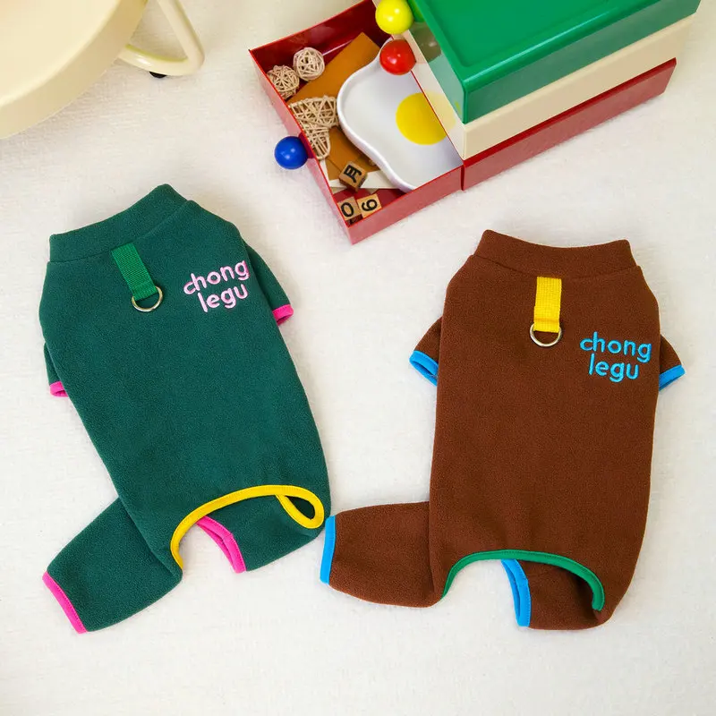 Ropa para mascotas, ropa para perros, otoño e invierno, bonito forro polar de cuatro patas con anillo de tracción, ropa de tracción para mascotas, suministros para perros - imagen 4