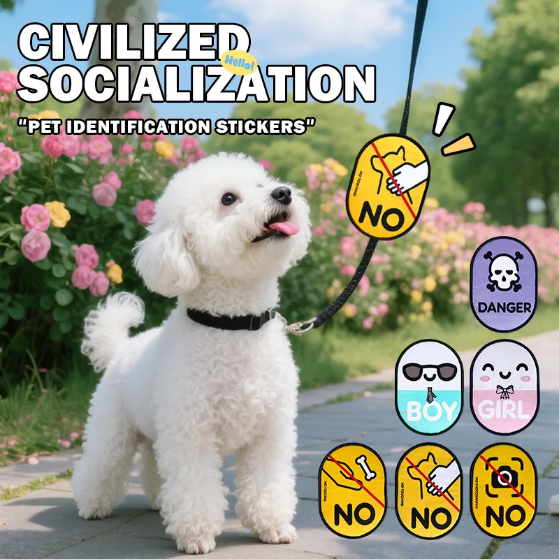 Correa para mascotas, señal de advertencia para perros y gatos con Velcro, etiqueta para gatos, correa para caminar para perros, señal de advertencia antitáctil y antialimentación - imagen 2