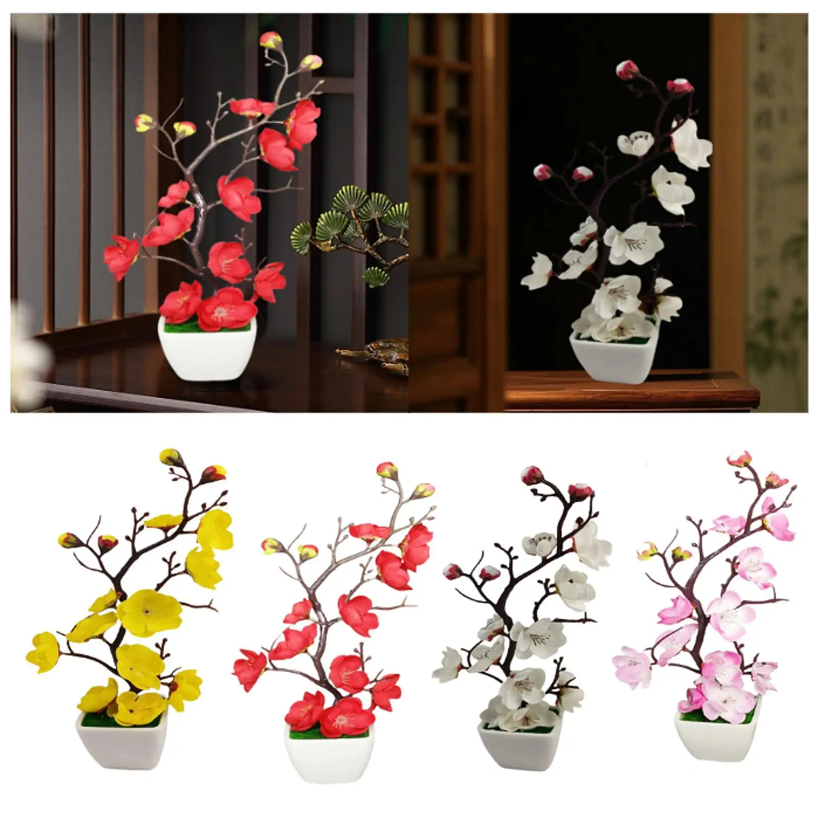 Adornos de flor de ciruelo simulada Flor de ciruelo artificial Bonsai Flor de ciruelo - imagen 4