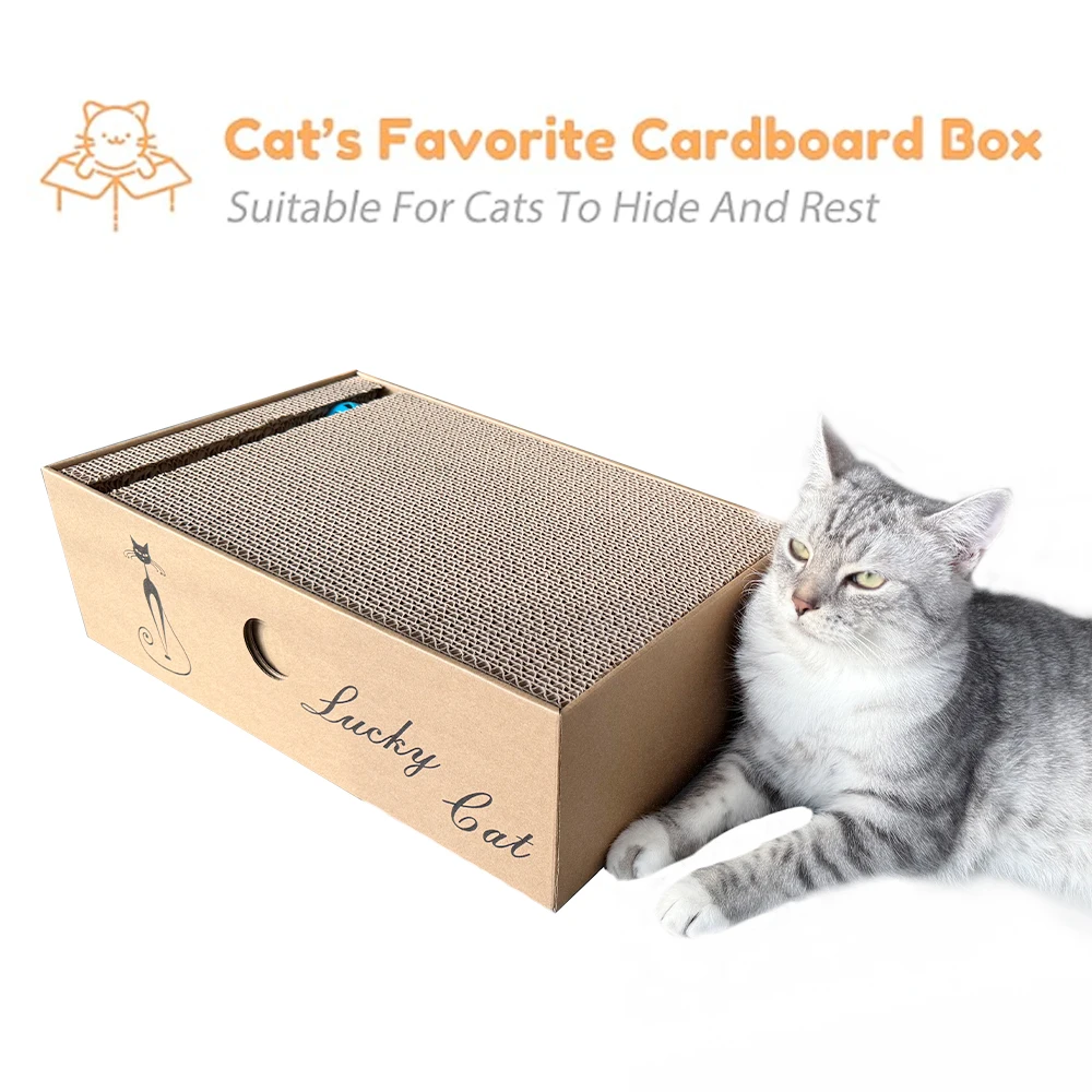 Rascador para gatos, 4 paquetes en 1, caja de cartón, almohadilla para rascar gatos para gatos y gatitos de interior, almohadilla para rascar gatos para proteger muebles, L - imagen 2