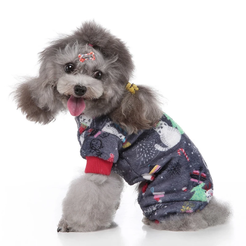 Trajes navideños para perros y mascotas, disfraz con estampado de figuras de Festival para cachorros pequeños y medianos, ropa de una pieza para gatos de otoño e invierno - imagen 2