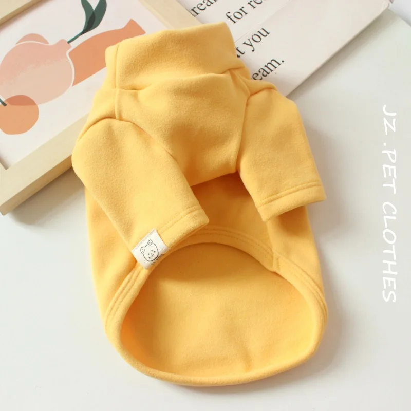 Camisa con Base de felpa para mascotas, camiseta de Color sólido para mascotas, perro de peluche tailandés, gato, ropa bonita y cálida para cachorros pequeños, otoño e invierno - imagen 4