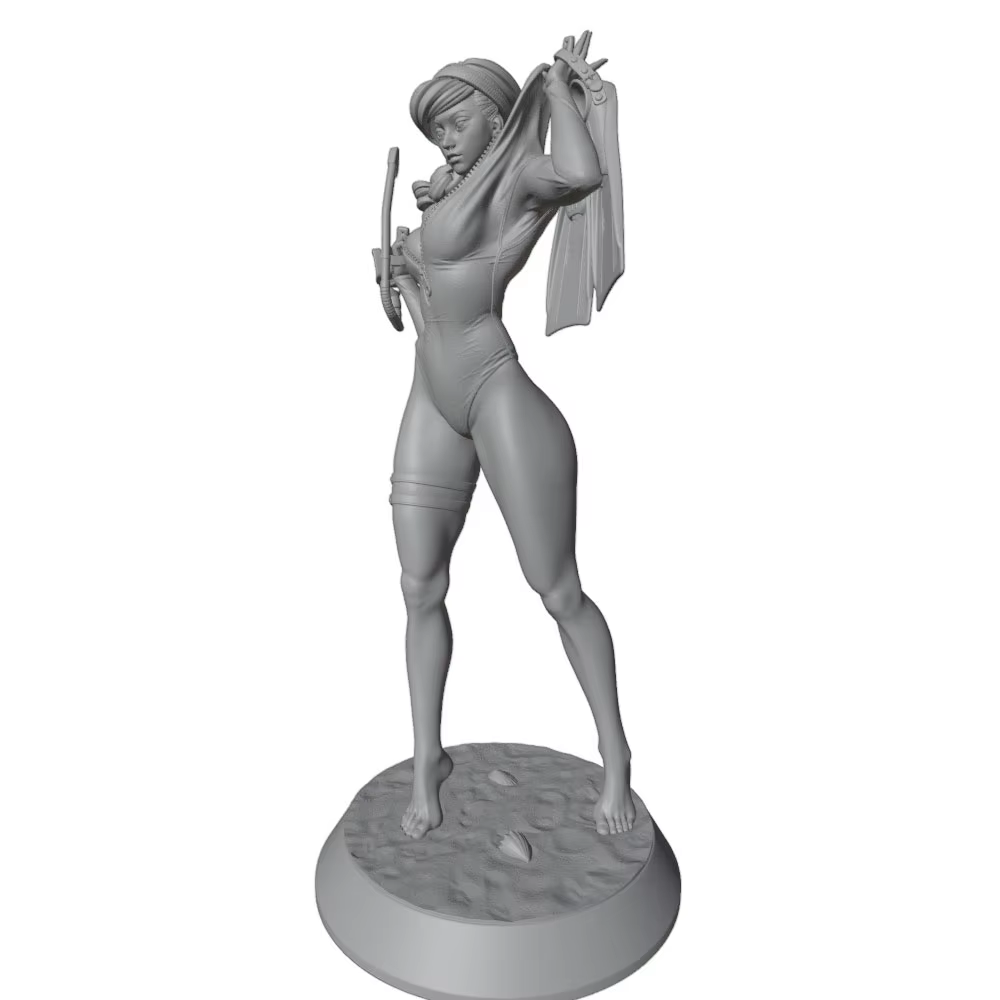 Figura impresa 3D gris niña nadando decoración sin montar ni pintar - imagen 5