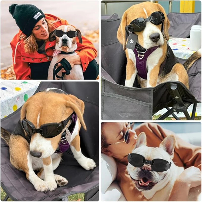 Gafas plegables para perros, gafas de sol anti-UV para perros de razas pequeñas y medianas con correas ajustables - imagen 3