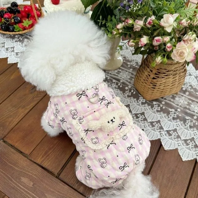 Collar de felpa para mascotas, mono de cuatro patas de felpa, pantalones de cuatro patas para perros, abrigo grueso de tracción para perros, ropa para cachorros, otoño e invierno - imagen 4