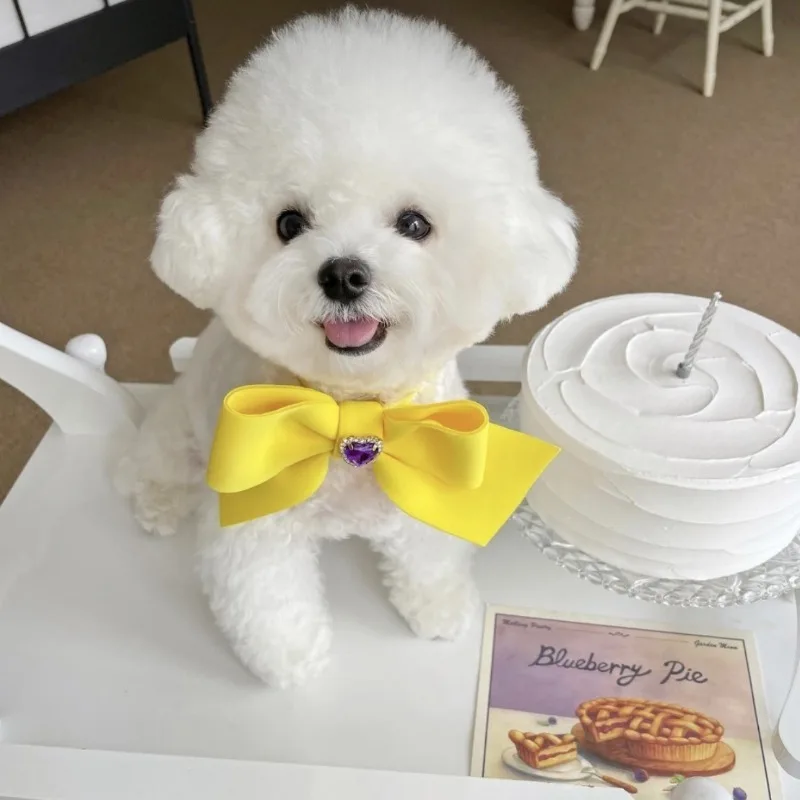 Corbata de lazo brillante para mascotas, horquilla decorativa para perros y gatos, suministros para mascotas, bufanda para fotos, Collar para cachorros, accesorios para perros - imagen 3