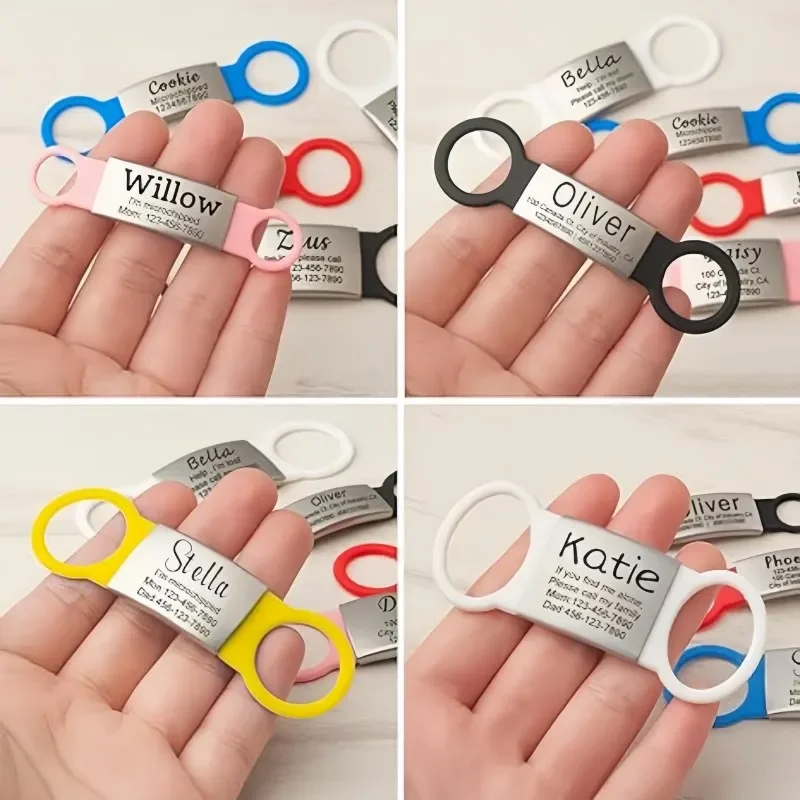 Etiquetas personalizadas de identificación de mascotas, accesorio de acero inoxidable para Collar, para perros pequeños, medianos y grandes, gatos, grabado gratis - imagen 4