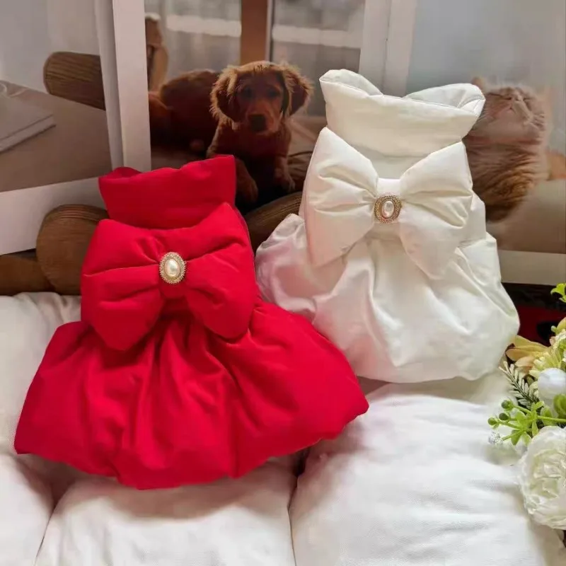 Vestido con lazo grande para gatos y perros pequeños – Otoño/Invierno - imagen 3