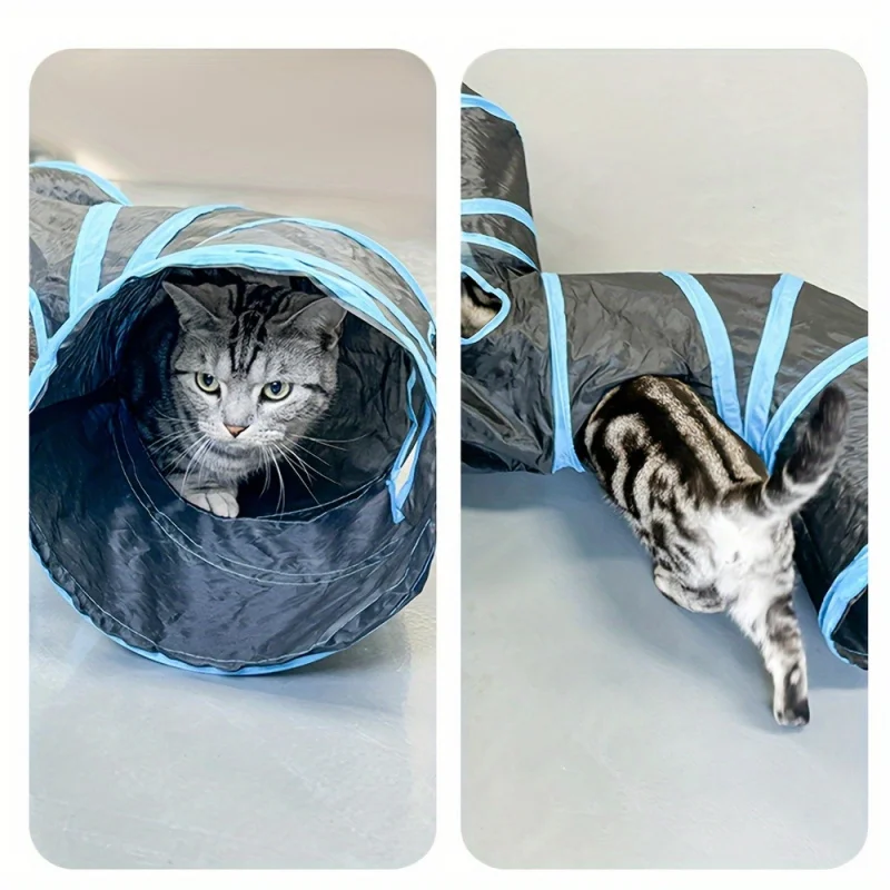 Cat Tunnel Three Ways Foldable Cat Tunnel Pet Supplies Cat Y Pass Play Tunnel Breathable Drill Barrel Kitty Interactive Fun Toy - imagen 4