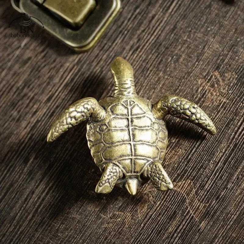 Figura tortuga latón artesanal miniatura para decorar hogar y oficina
