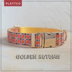 Collar para perro estampado otoño dorado con hebilla de zinc