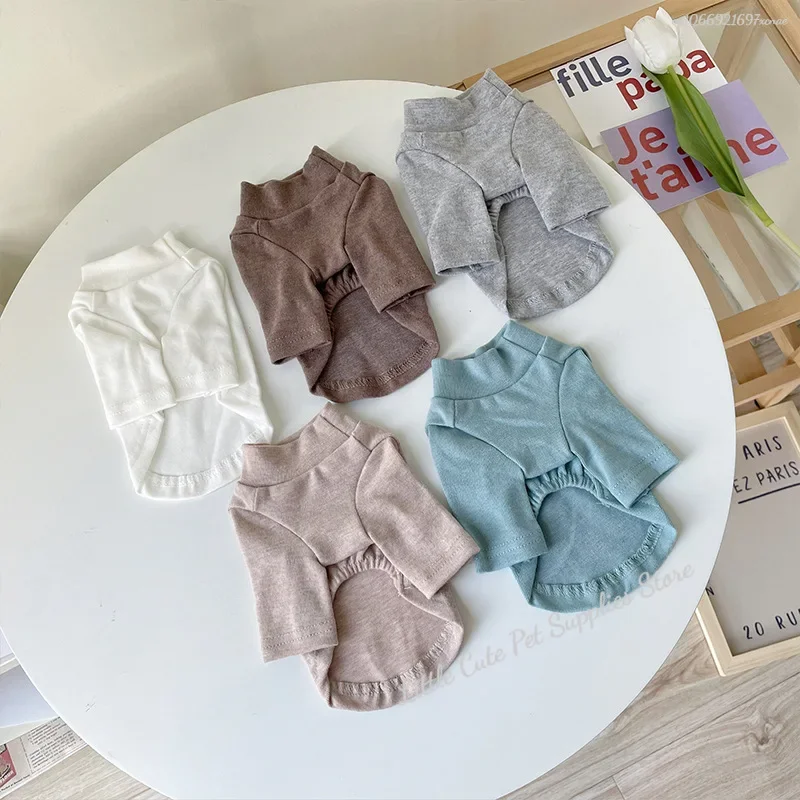 Soft Cat Clothes Dog Tshirt Pullover Sweatshirt Turtleneck Sweater Shirt Pet Clothing For Small Dogs Chihuahua Bichon Pug 5 Size