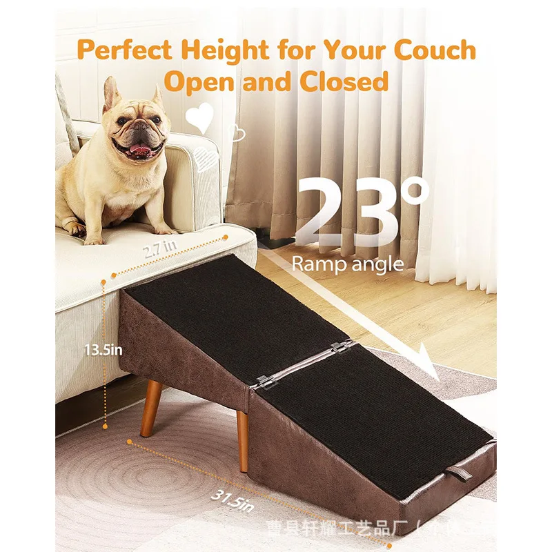 Rampa interior para perros: escaleras y taburetes de madera natural - imagen 2