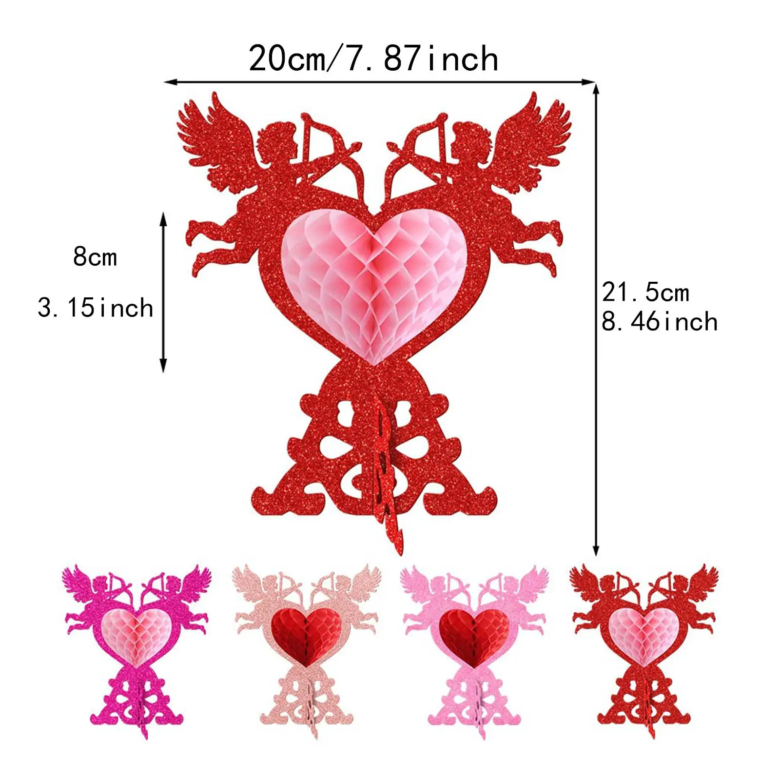 4 Pieces Valentine Honeycomb Centerpieces Table Centerpieces DIY Romantic Heart Red Pink for Wedding Anniversary