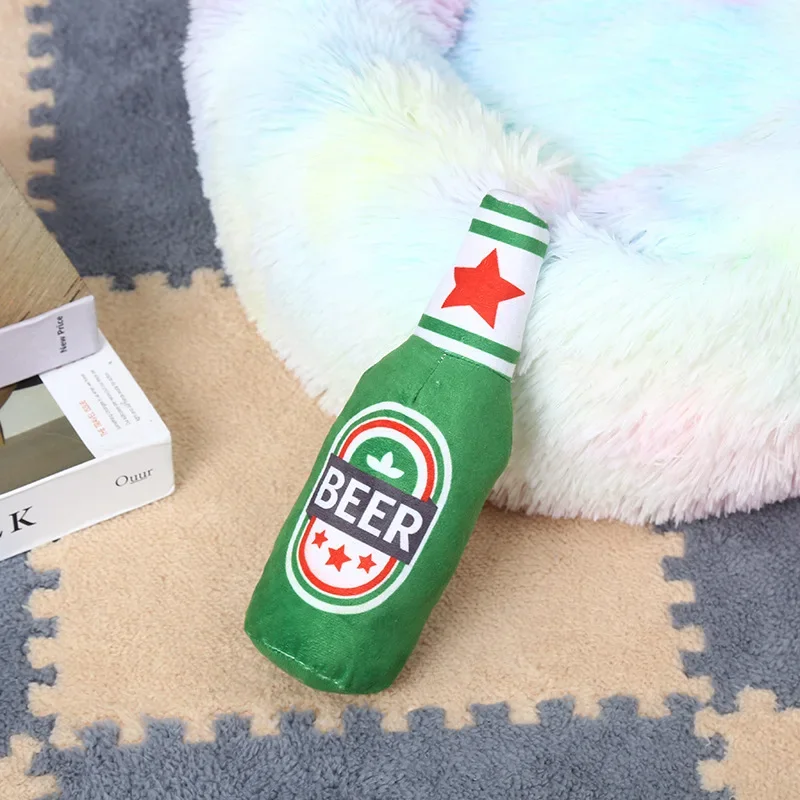 Juguetes de peluche para perro con sonido de botella de cerveza - imagen 2