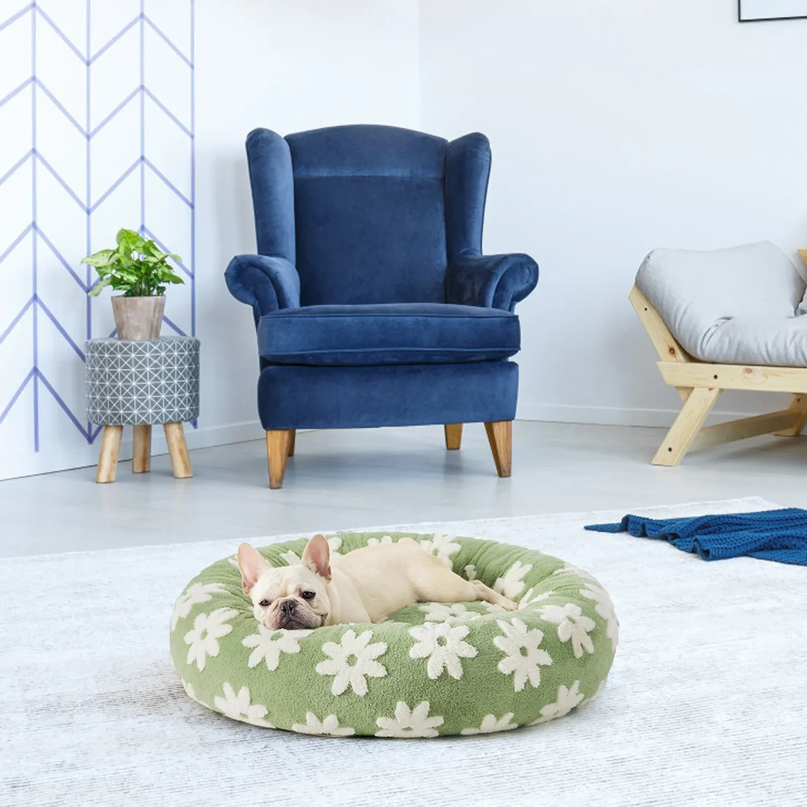 Perrera para perros pequeños con nubes de cielo, bonita cama para mascotas con forma de Donut, camas lavables para cachorros, sofá acogedor, camas redondas antideslizantes de felpa peluda para gatos - imagen 5