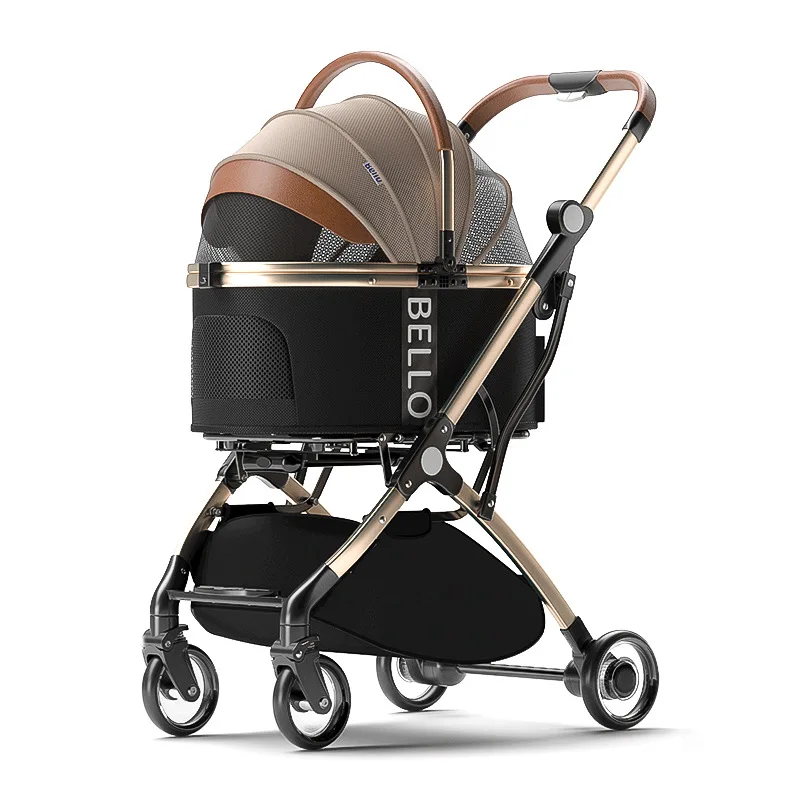 Cochecito para mascotas, suministros de ruedas para gatos y perros, carrito plegable portátil, productos de viaje al aire libre, accesorios, cochecito para perros