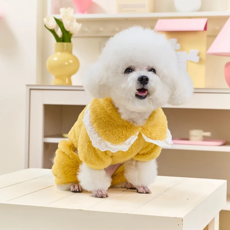 Pijamas para perros, abrigo para cachorros pequeños, suéter de invierno para gatos, ropa bonita para cachorros pequeños, mono para perros cubierto de cuerpo completo de 4 piernas - imagen 2